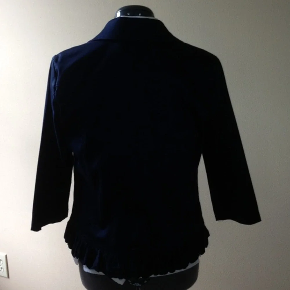 CHRISTOPHER & BANKS Navy Jacket, ruche hem. Size S